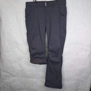 Prana Halle Hiking Pants Women's 14 Gray Coal Straight Convertible Leg Gorpcore